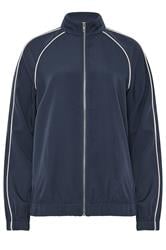 LTS Tall Women's Navy Blue Piped Funnel Neck Jacket | Long Tall Sally 1