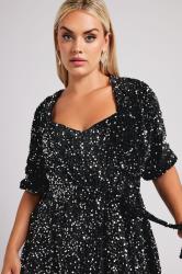 YOURS LONDON Plus Size Black & Silver Sequin Peplum Top | Yours Clothing 4