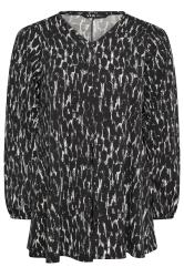 YOURS Plus Size Black Leopard Print Balloon Sleeve Top | Yours Clothing 5
