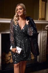 YOURS Plus Size Black Metallic Star Mini Dress | Yours Clothing 3