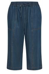 EVANS Curve Indigo Cotton Denim Crop Trouser