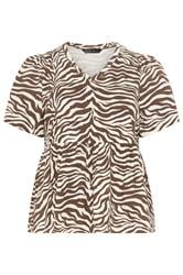 LIMITED COLLECTION Plus Size Brown Zebra Peplum Top | Yours Clothing 5