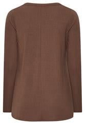 YOURS Plus Size Chocolate Brown Henley Swing Top | Yours Clothing 2