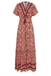LTS Tall Red & Pink Floral Textured Maxi Dress