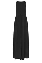LTS Tall Black Button Detail Cotton Maxi Dress