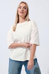 LIMITED COLLECTION Plus Size White Sequin Sleeve T-Shirt | Yours Clothing 3