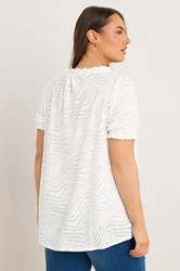EVANS Plus Size White Burnout Print Tie Neck Blouse | Evans 4