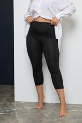 Plus Size Black Cotton Cropped Leggings | Yours Clothing 1