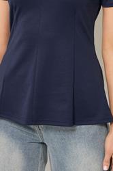 LTS Tall Women's Navy Blue Seam Front Peplum Top | Long Tall Sally 4