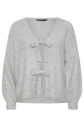 YOURS Curve Grey Bow Tie Front Cardigan
