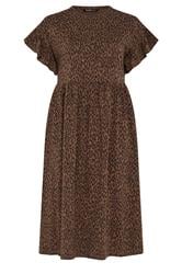 YOURS Curve Brown Leopard Print Midaxi Dress