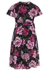 YOURS LONDON Plus Size Black & Pink Floral Wrap Dress | Yours Clothing 6