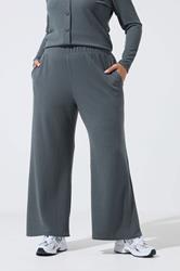 LIMITED COLLECTION Plus Size Grey Crinkle Wide Leg Trousers | Yours Clothing 1