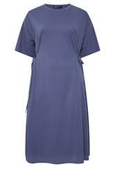 YOURS Curve Blue Front Tie Midi Dress