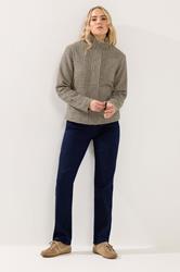 LTS Tall Brown Check Funnel Neck Coat | Long Tall Sally 2