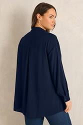EVANS Curve Navy Blue Long Sleeve Shirt | Evans 2