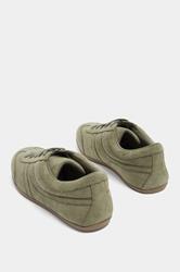 Sage Green Faux Seude Low Retro Stripe Trainers In Extra Wide EEE Fit | Yours Clothing 4
