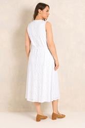 EVANS Plus Size White Broderie Wrap Midi Dress | Evans 2