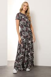LTS Tall Black Paisley Shirred Waist Maxi Dress | Long Tall Sally 2