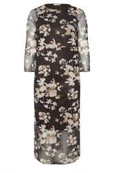 YOURS LONDON Plus Size Natural Brown Floral Mesh Maxi Dress | Yours Clothing 5