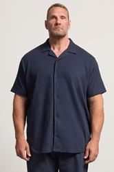 BadRhino Big & Tall Navy Blue Revere Slub Shirt | BadRhino 3