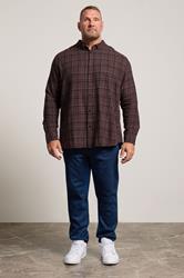 BadRhino Big & Tall Burgundy Red Check Long Sleeve Shirt | BadRhino 1