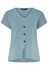 LTS Tall Light Blue Button Knitted Cardigan