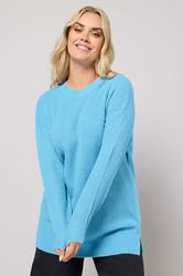 YOURS Plus Size Light Blue Drop Shoulder Jumper | Yours Clothing 3