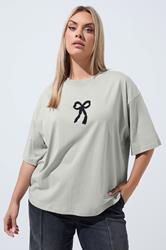 LIMITED COLLECTION Plus Size Grey Bow Beaded Top 1