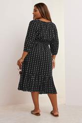 YOURS Curve Dot Print Tie Front Midaxi Dress | Yours Clothing 3