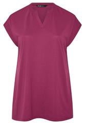 YOURS Curve Pink Notch Neck T-Shirt