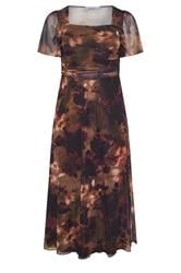 YOURS LONDON Curve Brown Floral Square Neck Maxi Dress
