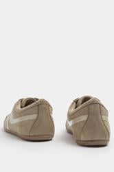 Taupe Brown Low Retro Stripe Trainers In Extra Wide EEE Fit | Yours Clothing 4
