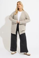 YOURS Plus Size Natural Brown Soft Touch Knitted Cardigan | Yours Clothing 1