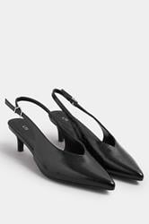 LTS Black Pointed Slingback Kitten Heel | Long Tall Sally 1