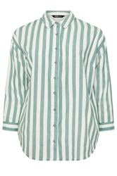 YOURS Curve Light Green Stripe Linen Shirt