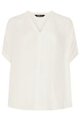 YOURS Curve Cream Dobby Notch Neck Blouse