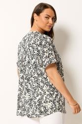 YOURS Curve Ivory White Dalmatian Print Notch Neck Blouse | Yours Clothing 2