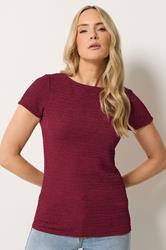 LTS Tall Women's Burgundy Red Textured Slash Neck Top | Long Tall Sally 3