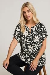 Yours Curve Floral Print Textured Notch Neck Top 3