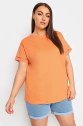 Yours Plus Size Orange Crochet Trim Short Sleeve T-Shirt | Yours Clothing 1