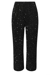 YOURS Plus Size Black Sequin Wide Leg Trousers | Yours Clothing 5