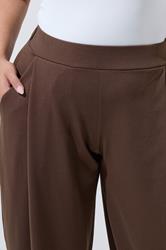 LIMITED COLLECTION Plus Size Chocolate Brown Pleated Barrel Leg Trousers | Yours Clothing 4