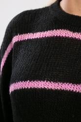 YOURS Plus Size Black & Pink Stripe Soft Touch Knitted Jumper | Yours Clothing 4