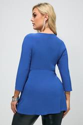 YOURS LONDON Plus Size Blue Knot Detail Front Top | Yours Clothing 2