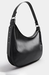 Black Faux Leather Slouched Studded Shoulder Bag | Yours Clothing 4