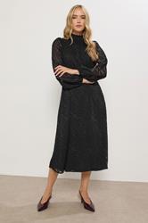 LTS Tall Black Animal Burnout Tie Midi Dress | Long Tall Sally  2