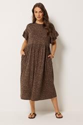 YOURS Plus Size Brown Leopard Print Midaxi Dress | Yours Clothing 1