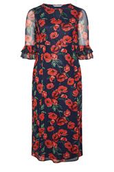 YOURS LONDON Plus Size Navy Blue Floral Keyhole Dress | Yours Clothing 5