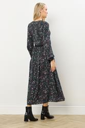 LTS Tall Dark Green Floral Lace Trim Midi Dress | Long Tall Sally 2